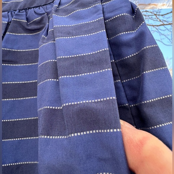 J. Crew NWOT Blue & Navy Pockets Striped Satin Taffeta Cotton Knee Length Skirt - Picture 6 of 12
